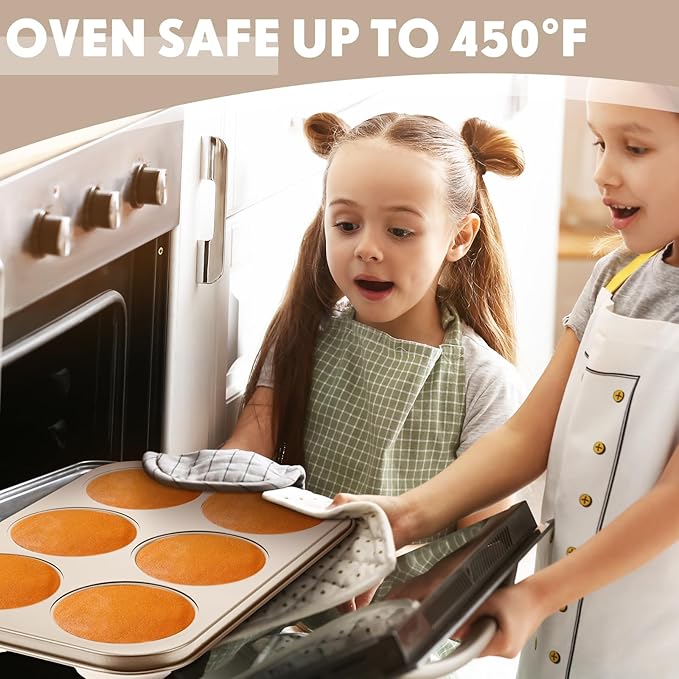 Blushtier 6 Pack Jumbo Nonstick Muffin Baking Pan Muffin Tins Heavy Duty Cupcake Tin Gold Carbon Steel Cup Cake Tray for Baking Cupcakes, Dishwasher Safe Small Muffins Tarts