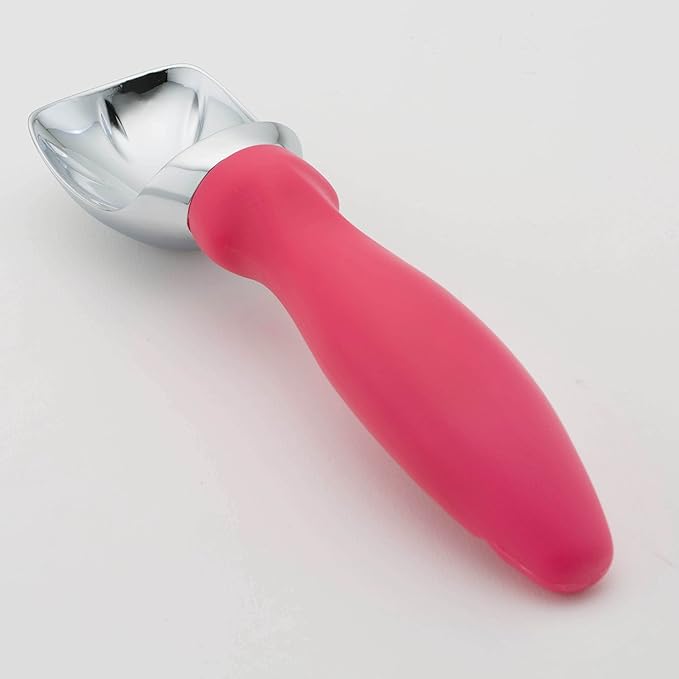 Spring Chef Pink Heavy Duty Ice Cream Scoop with Soft Grip Handle, Professional Ice Cream Scooper, Metal Icecream Spoon for Cookie Dough, Frozen Yogurt, Gelato, Melon - Dishwasher Safe Kitchen Tool