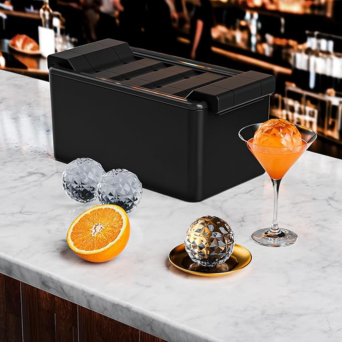 Bangp Premium Clear Ice Ball Maker with Storage Bag,8 Distinctive 2 Inch Crystal Clear Ice Balls for Whiskey,Cocktails & Bourbon,Gifts for Men