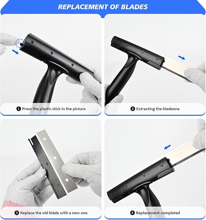 EHDIS Adjustable Razor Blade Scraper, 15''-58'' Long Handle 6" Blade Scraper Tool with 20 Double-Edge Blades for Cleaning Paint, Caulk, Adhesive,Painting Stripping Tools, Tile, Floors, Walls