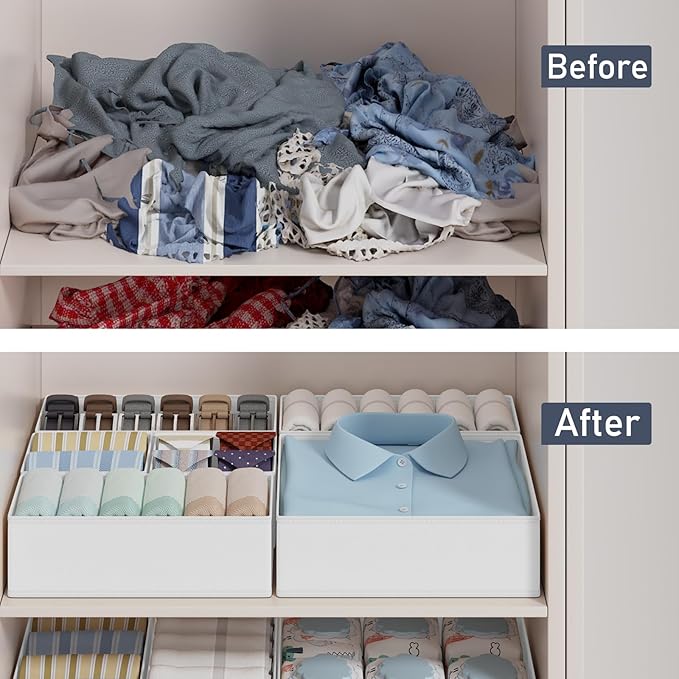 DIMJ Drawer Organizer Clothes Storage- 18 Pack Baby Dresser Organizer for Nursery, Foldable Closet Drawer Organizer Bins for Bedroom Organization, Fabric Storage Dividers for Socks, Underwears, Bras
