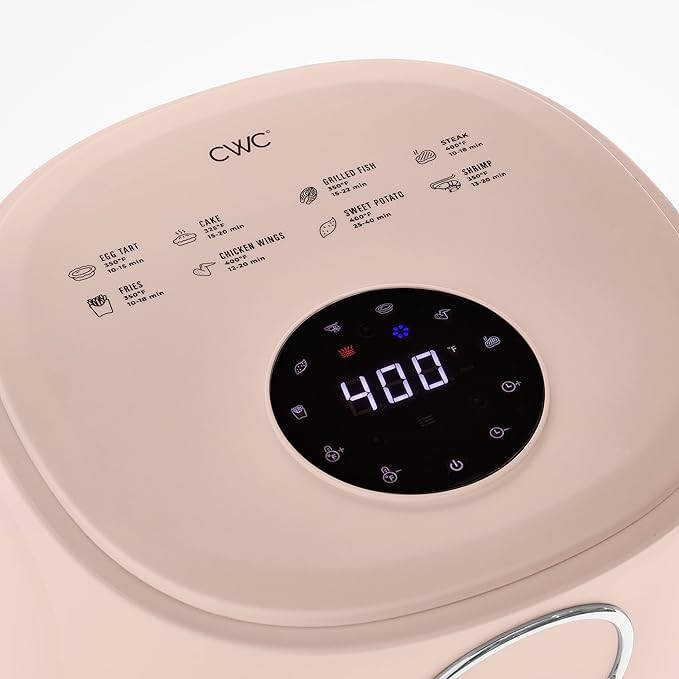 COOK WITH COLOR Colorful 1200W 4Qt Air Fryer: Glass Basket, Dishwasher Safe, 60min Timer, 6 Presets, Temp Control 175F-400F, 4 QT, Dusty Rose