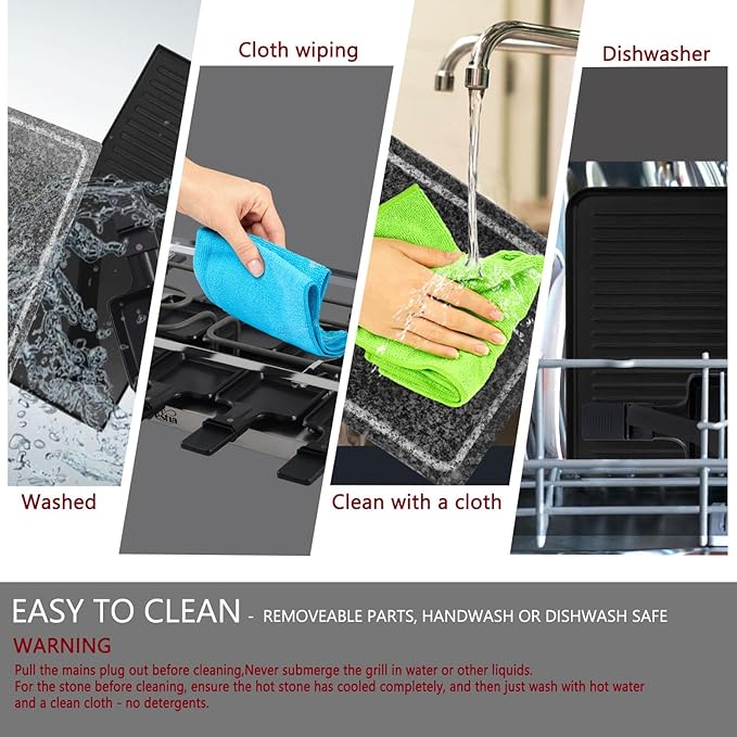 Artestia 1500W Large Size Raclette Cheese Grill Adjustable Temperature Korean BBQ Grill, Cheese Raclette with Grill Stone and Food-Grade Ceramic Glaze Reversible Aluminum Plate for Parties Family