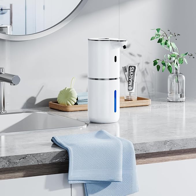Automatic Soap Dispenser with Smart Digital Display, Touchless Rechargeable Hand & Dish Liquid Soap Dispenser for Kitchen & Bathroom - 6 Adjustable Level, Wall Mounted, 380ml IPX5 Waterproof