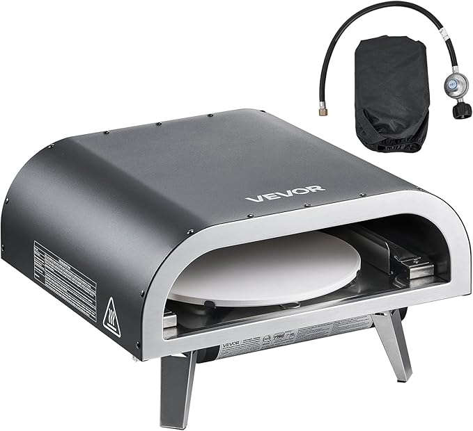 VEVOR Propane Outdoor Pizza Oven, 12 in Auto Rotating Propane Gas Pizza Ovens, Portable Pizza Cooker with Electric Rotation System, Carry Bag, Pizza Maker for Outside Backyard Patio Camping, Black