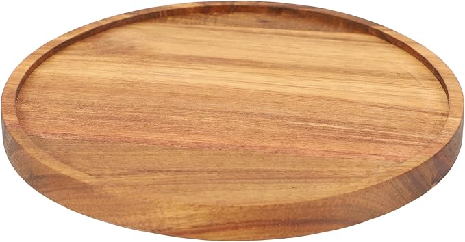 Elama 10 Inch Acacia Wood Lazy Susan Tray, Decorative Serveware, Tabletop Serving Piece (10 Inch Lazy Susan)
