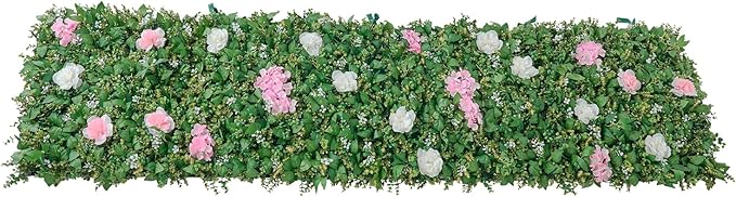 VEVOR Artificial Luxury Flower Wall Backdrop, 2 PCS, Each Panel 2 x 8 ft, Gorgeous 3D Silk Floral Backdrop Pet Friendly, Easy Installation Flower Wall Panel for Wedding, Event, Party,Mixed Leaf