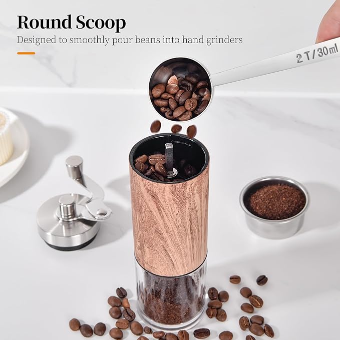 Long Handle Coffee Scoop: 5.98 Inch 18/8 Stainless Steel 2 Tablespoon Metal Measuring Spoon Tbsp Scoop for Coffee Beans, Grounds Coffee, Coffee Powder, Tea, Tall Jars (2Tbsp/30ml)