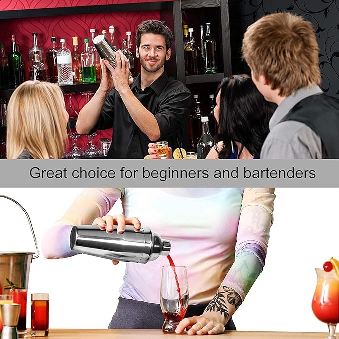 WPHUAW 24oz Cocktail Shaker Bar Set-Professional Margarita Mixer Drink Shaker Professional Stainless Steel Bar Tools Built-in Bartender Strainer for Martini Kit (1-Piece)