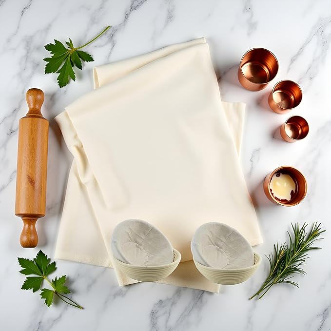 2Pcs 9 Inch Proofing Bread Basket Cloth,Round Cloth Baking Supplies Bread, Reusable Breathable Liner Cotton Flax Banneton Proofing Bread Cloths, Baking Tools and Accessories for Kitchen and Dining