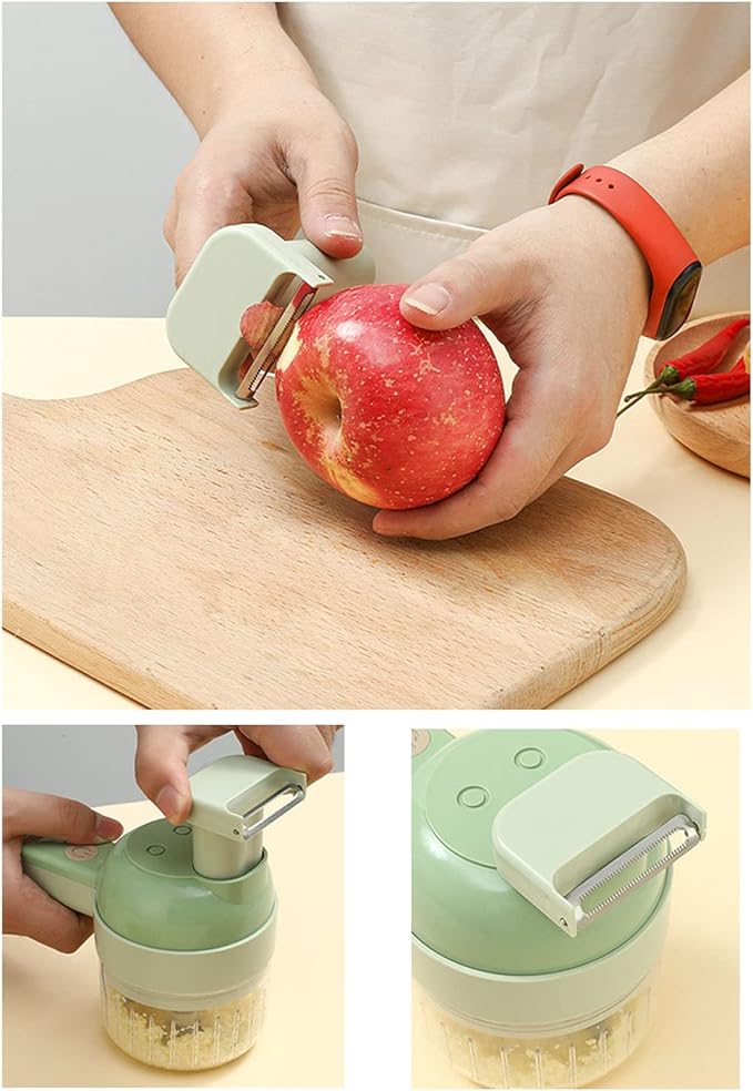 Electric Vegetable Chopper, Portable Garlic Chopper, Handheld USB Charging Food Processor, Open Feeding Port Electric Cutter Grater with Stainless Steel Blade, Convenient and Compact