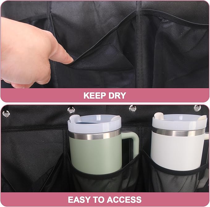 Cup Storage Organizer Compatible Stanley - 15 Large Bottle Pockets, Hanging Wall Mount for Various Sizes, Tumbler Storage Accessories