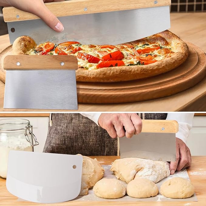 6Pcs Pizza Steel Set for Oven and Grill, 13" Square Pizza Steel for Oven, with Pizza Peel & Dough Pizza Cutter & 20pcs Cooking Paper, Cast Iron Pizza Stone/Baking Bread, Grill heat plates