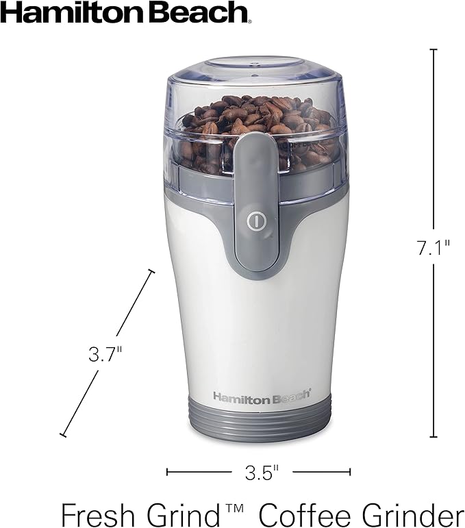 Hamilton Beach Fresh Grind Electric Coffee Grinder for Beans,Spices and More,Stainless Steel Blades,Removable Chamber,Makes up to 12 Cups,White,(Pack of 2)