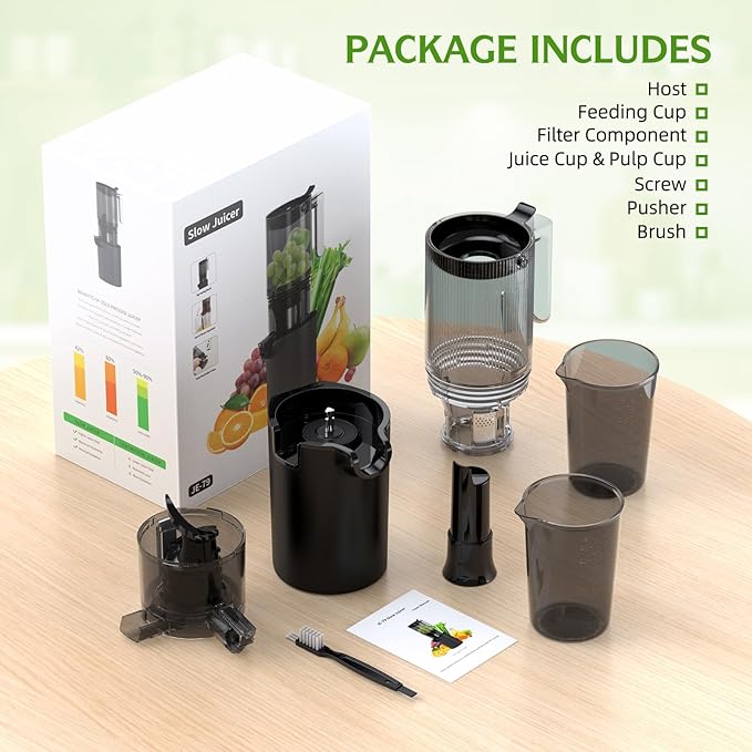 Cold Press Juicer,5.4" Wide Feed Chute Juicer Machines,High Juice Yield,Slow Masticating Juicer for Whole Vegetables & Fruits Fruits,Black