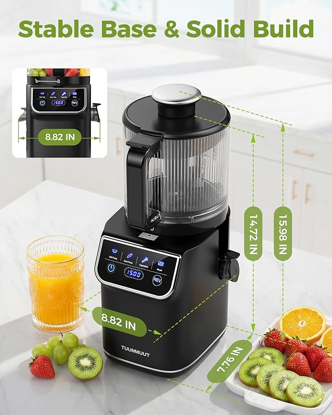 TUUMIIST 3-in-1 Cold Press Juicer Machine, Smart Touch Masticating Juicers for Whole Fruit & Vegetable, 6.5" Wide Chute Slow Juicer for Nut Milk & Sorbet, High Yield, 100oz Large Capacity, Easy Clean