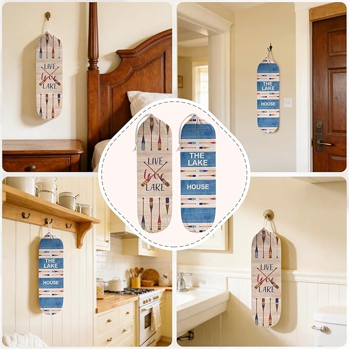 2Pcs Lake House Plastic Bag Holder for Kitchen Essentials, Reusable Hanging Grocery Bag Organizer, Washable Large Grocery Trash Bags Storage Dispenser Lake House Decor for the Home