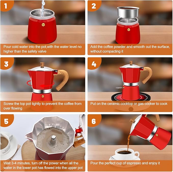 3 Cup Aluminum Espresso Stovetop Moka Pot Express Coffee Maker Percolator Italian Classic Mocha Coffee Machine for Italian and Cuban Cafe Brewing for Home & Camping 150ml 5oz