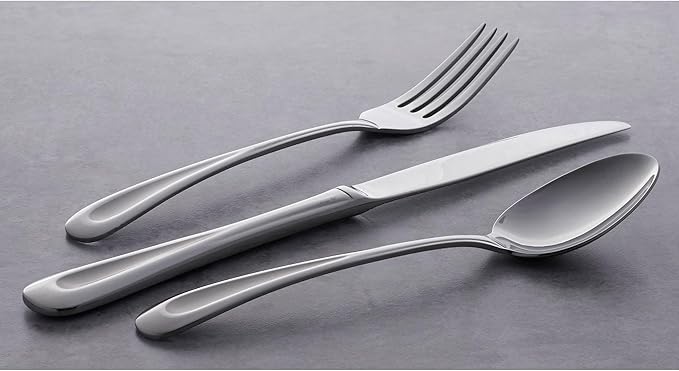 Oneida Silverware Set For 8, Satin Sand Dune 45-Piece Everyday Flatware Set with Serving Utensils, Service For 8, 18/0 Stainless Steel Silverware, Knives Spoons and Forks (Silver, 45 Piece)