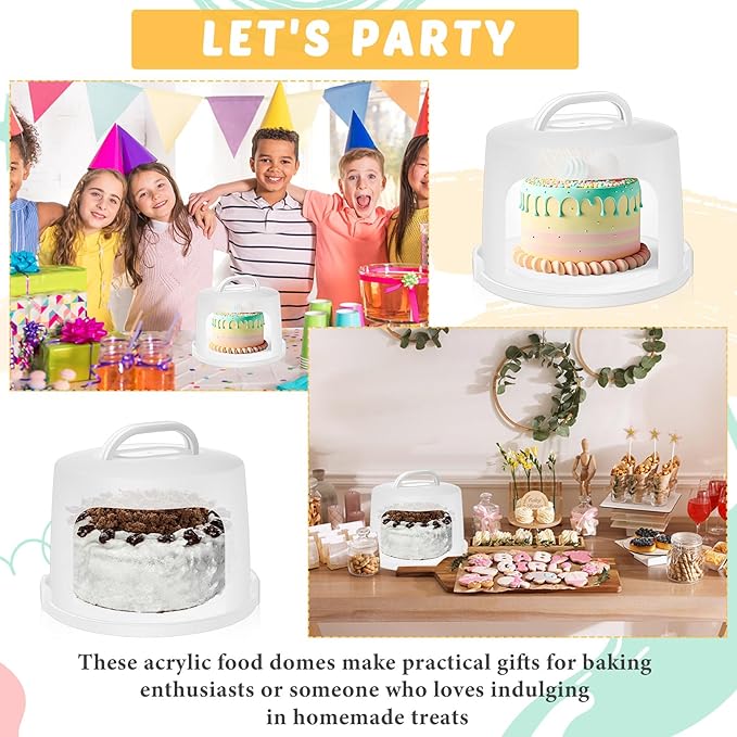 Baderke 10 Inch Round Cake Carrier with Lid and Handle - Two Sided Cake Holder & Box for Transport, Pie, Cupcake(White)