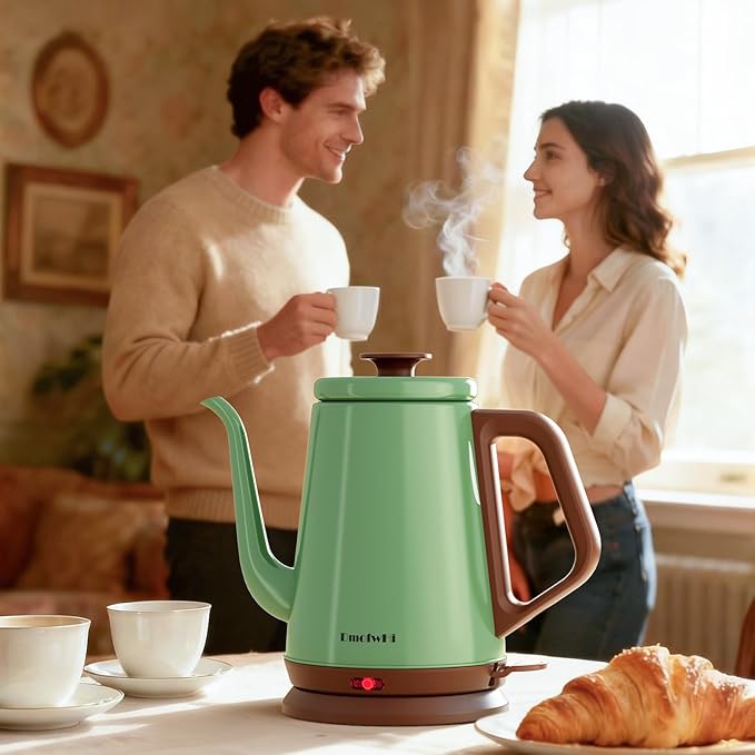 DmofwHi Gooseneck Electric Kettle(1.0L), 100% Stainless Steel BPA Free Classic Pour Over Coffee Kettle | Tea Kettle - Green