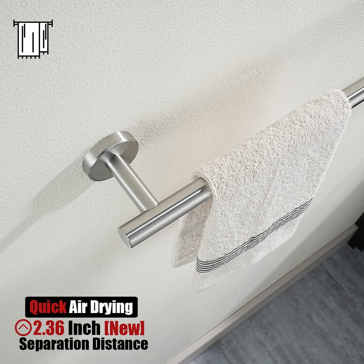 JQK Hand Towel Bar, 12 Inch 304 Stainless Steel Thicken 0.8mm Towel Rack, Bathroom Towel Holder Brushed Finished Wall Mount, Useable Length 9 Inch TB110L9-BN