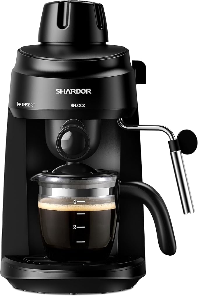 SHARDOR 3.5 Bar Espresso Machine – 4-Cup Compact Espresso Maker