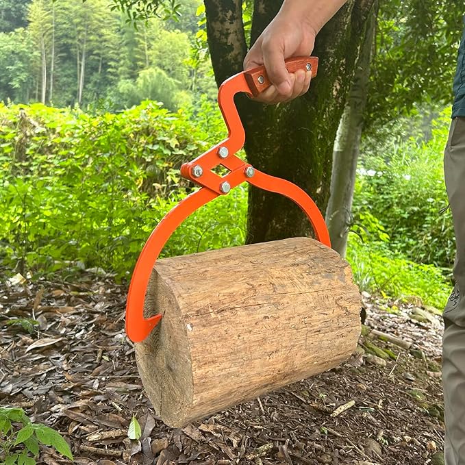 Wood Handle 2 Claw Skidding Tongs Non-Slip Grip, Log Lifting, Handling, Dragging & Carrying Tool (18 in)