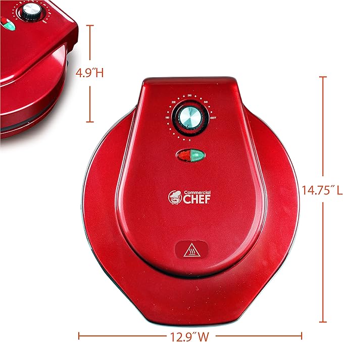 COMMERCIAL CHEF Countertop Pizza Maker, Indoor Electric Countertop Grill, Quesadilla Maker with Variable Temperature