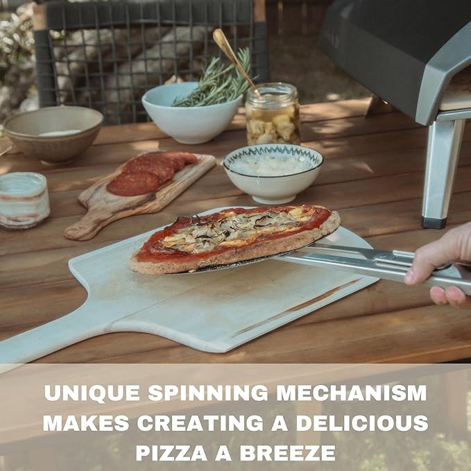 Rotating Pizza Peel I Professional Cook Bakery Home Chef I Stainless Steel Spatula for the Perfect Crust I Lightweight, Long Handle, Easy to Clean 10” Spinning Disk for 14” Cake Pie