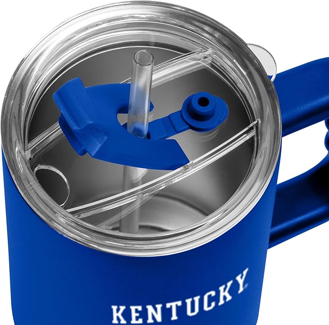 Logo Brands NCAA 40 oz Tumbler with Handle -Stainless Steel Insulated Travel Tumbler with Straw Lid – Powder Coated, Leak-Resistant, Keeps Drinks Hot/Cold – Great for Tailgating, or Everyday Use