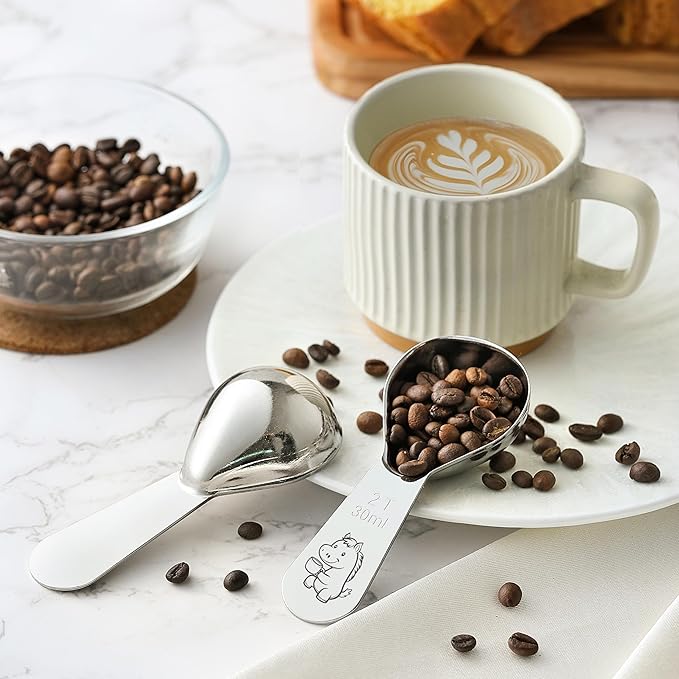 VRUIFA Tablespoon Measuring Spoon, Stainless Steel Coffee Scoop for Ground Coffee, Suger, Bean, Tea, Flour, Short Handle Fits inside Airscape Canisters(30ML*2)
