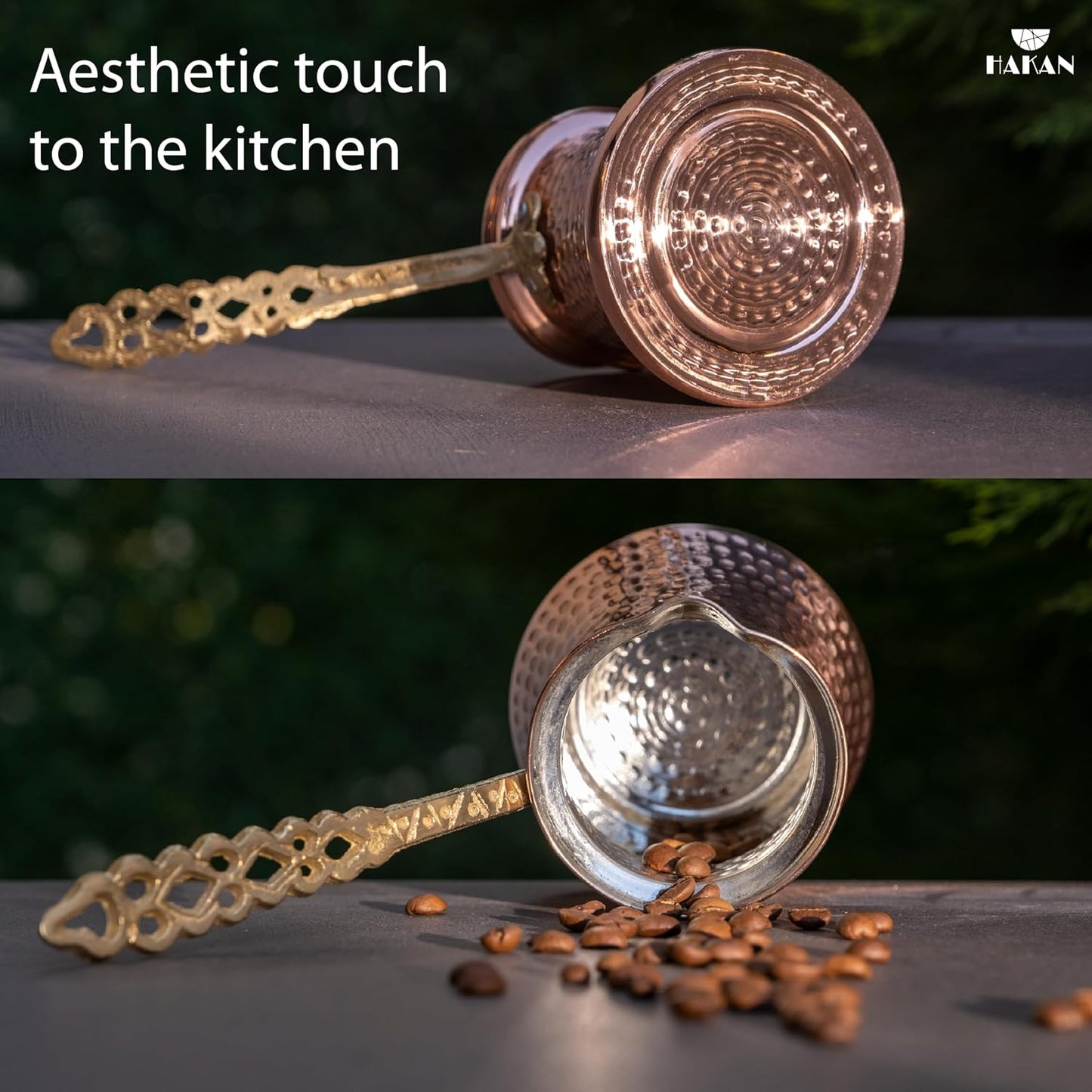 Hakan Turkish Coffee Pot | Stove Top Water Boiler, Coffee Maker, Butter, Chocolate & Milk Warmer | Even and Quick Heat with Handcrafted Copper Material | Coffee Gifts Idea, 6.5 Oz (190 cc)