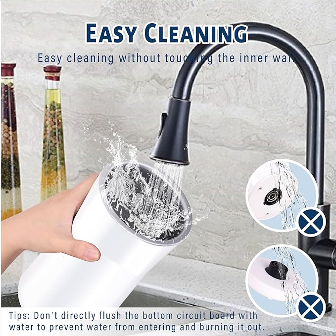Huogary Milk Forther Simple Milk Frother and Steamer 2-in-1 Milk Steamer with Hot Milk Foam and Hot Milk for Latte, Macchiato, Cappuccinos, White ๏ผMedium๏ผ