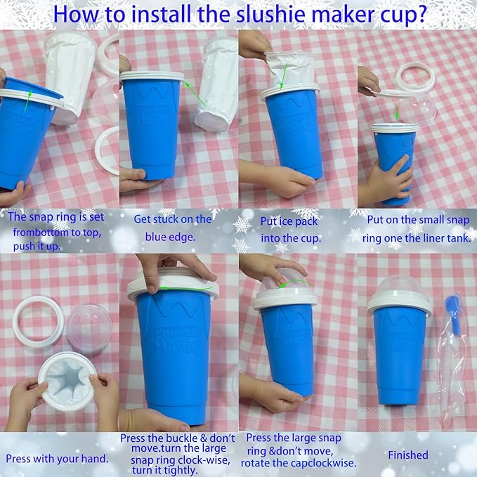 Slushy Maker Cup,DIY Magic Slushie Makers Squeeze Cups, Portable Smoothie Squeeze Cups for Juices, Milk and Ice Cream Make,Double Layer Squeezes Slushie Maker Cup, Birthday Gifts for Mom Dad & Friends