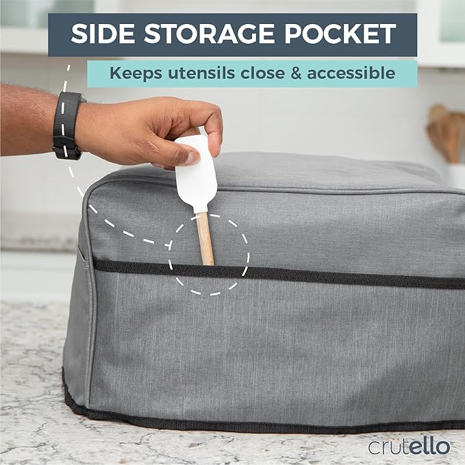 Crutello 9 Slice Toaster Oven Cover with Storage Pockets - For Small Appliances, Durable Kitchen Appliance Covers