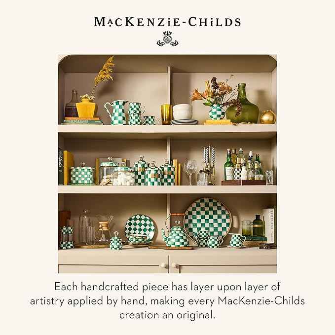 MACKENZIE-CHILDS Set of 2 Spatulas, Silicone Kitchen Spatula Set, Green-and-White Emerald Check