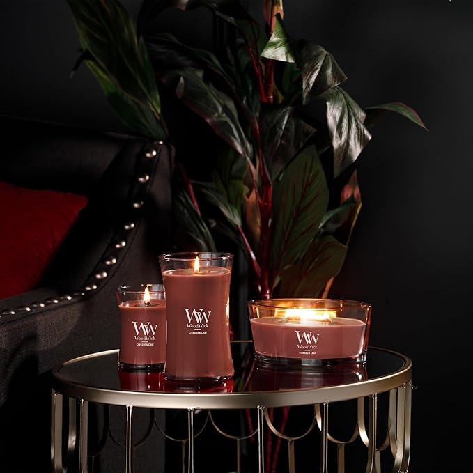 WoodWick Cinnamon Chai Holiday Candle Gifts for Women and Men, 21.5 oz Large Hourglass Candle with Crackling Wick