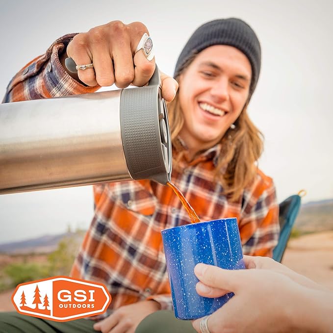 GSI Outdoors Glacier Stainless JavaPress, 30oz French Press Coffee Mug for Camping