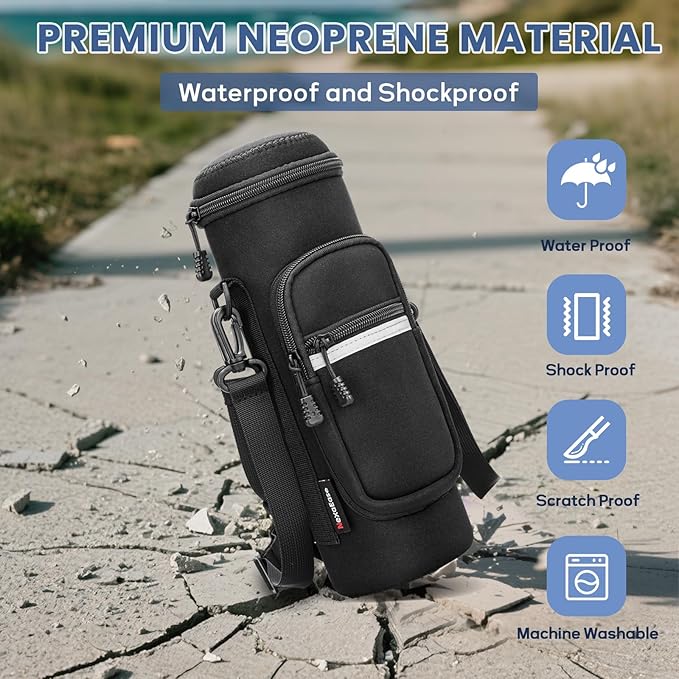 Crossbody Carrier Bag for Owala Water Bottle, Insulated Cup Holder Sleeve for Ninja Portable Blender with Adjustable Shoulder Handheld Strap & 2 Pockets, Travel Gym Camping Accessories for Men Women