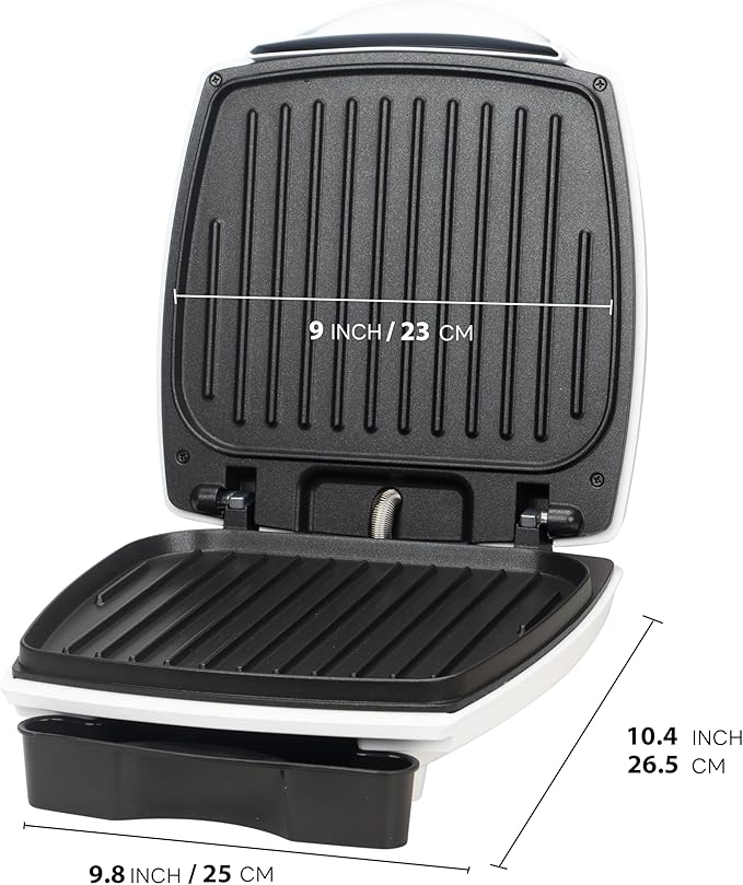 SugarWhisk 2 In 1 Hamburger Grill Maker, Electric Indoor Grill and Panini Press with Non-stick Grill Plates, 1200W, Easy to Clean and Store, White