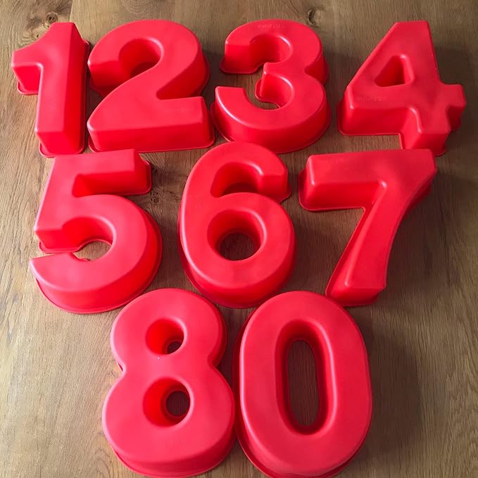 10 Inch 9 pieces Large Size Number Moulds Baking Forms Silicone Number Mold Cake Pan (10 inch)