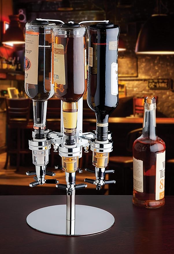 Godinger 6 Bottle Liquor Dispenser, Revolving Whiskey Bottle Dispenser Holder