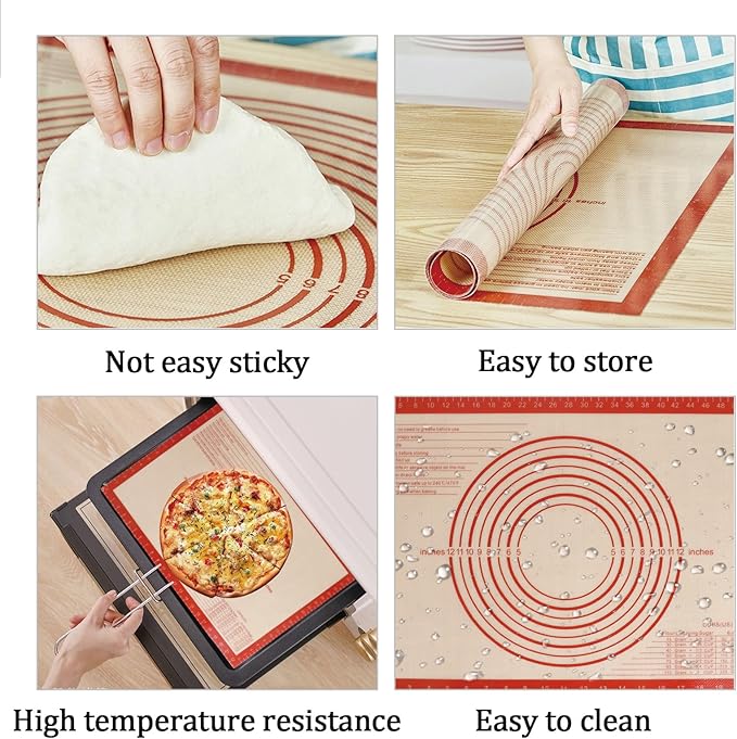 3Pcs Marble Rolling Pin Sets,15Inch Marble Pastry Dough Roller with Wooden Handle,Silicone Mat,Cradle and Brush, Non Stick Surface Rolling Pins for Dough Cookie Baking Supplies Kitchen Accessories