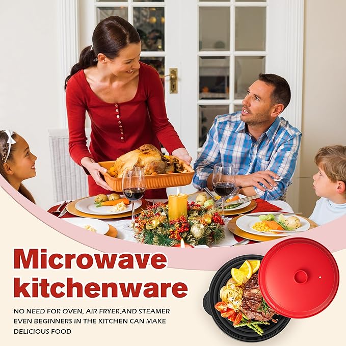 Microwave Steamer for Vegetables | Microwave Grill Pan & Steamer Bowl | Microwave Silicone Cookware | Microwave Popcorn Popper | Dishwasher Safe