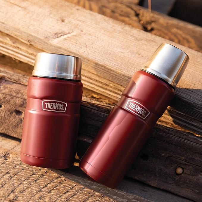 THERMOS Stainless King Vacuum-Insulated Food Jar, 24 Ounce, Rustic Red (Pack of 4)