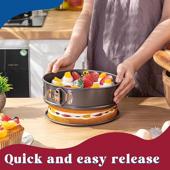 Pickmesh 3 Pcs 8.5 Inch Round Springform Pan Set, Nonstick Cheesecake Pan with Removable Bottom, 150 Pcs Parchment Paper Liners, Leakproof Cake Mold for Baking Black