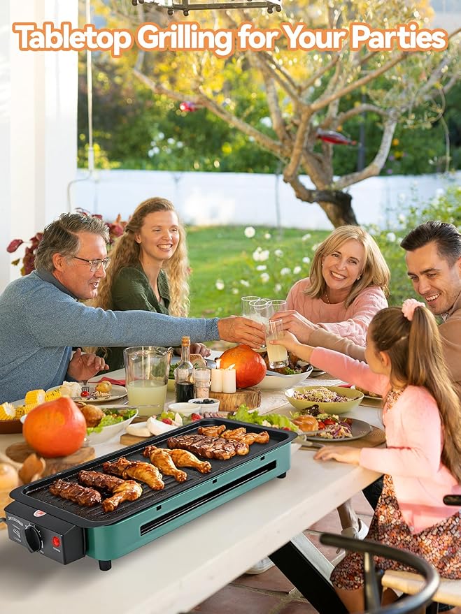 Indoor Grill Smokeless, 1700W Electric Grill Inside House for Kitchen Table, Apartment, Compact Korean BBQ Grill with Non-Stick Cooking Removable Griddle Plate, 7 Temperature Control, Dishwasher Safe