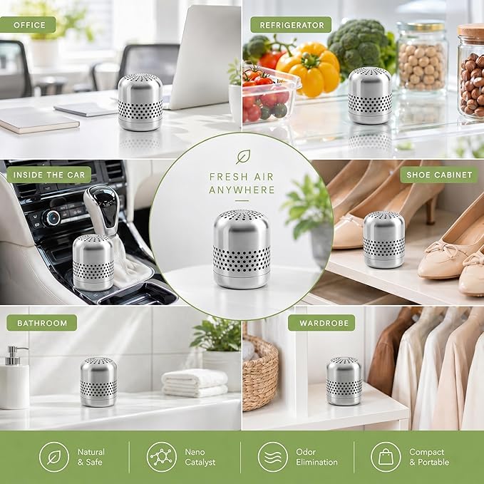 Fridge Deodorizer Lasts 10 Years, long-lasting Refrigerator Deodorizer Odor Eliminator - More Effective Than Baking Soda & Charcoal Bags, For Car, Closet - Nano Catalyst Technology (1 Pack)