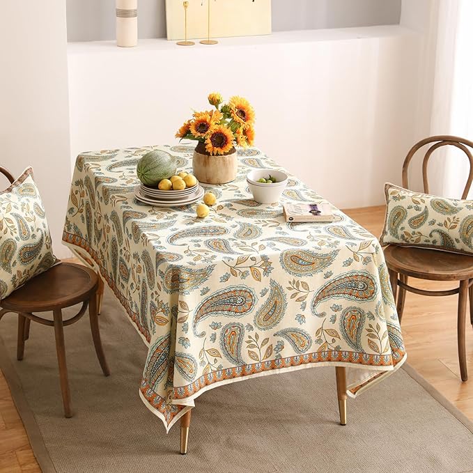 patdrea Designer Vintage French Long Rectangle Table Cloth,Italian Floral Wrinkle Free Farmhouse Tablecloth,Decor Table Cover for Kitchen Dining,Christmas,Tea Party,Thanksgiving,63"x94"-Lysaniya